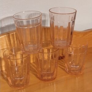 Vintage Anchor Hocking Pink Juice Glass Tumblers
